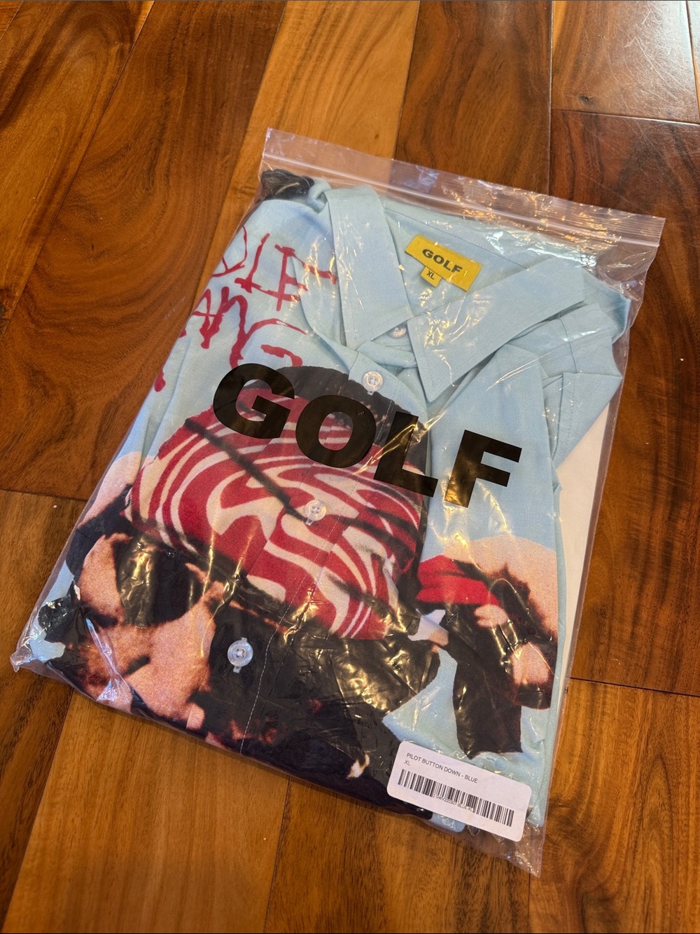 GOLF WANG Pilot Light Blue Graphic Button-Up Long Sleeve Shirt